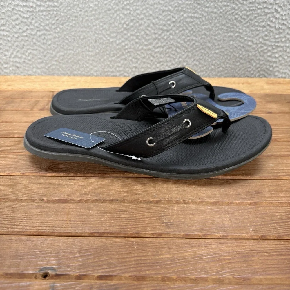 Tommy Bahama Sandals Mens 12 Black TBF Coast Flip Flops Beach Summer Casual NEW